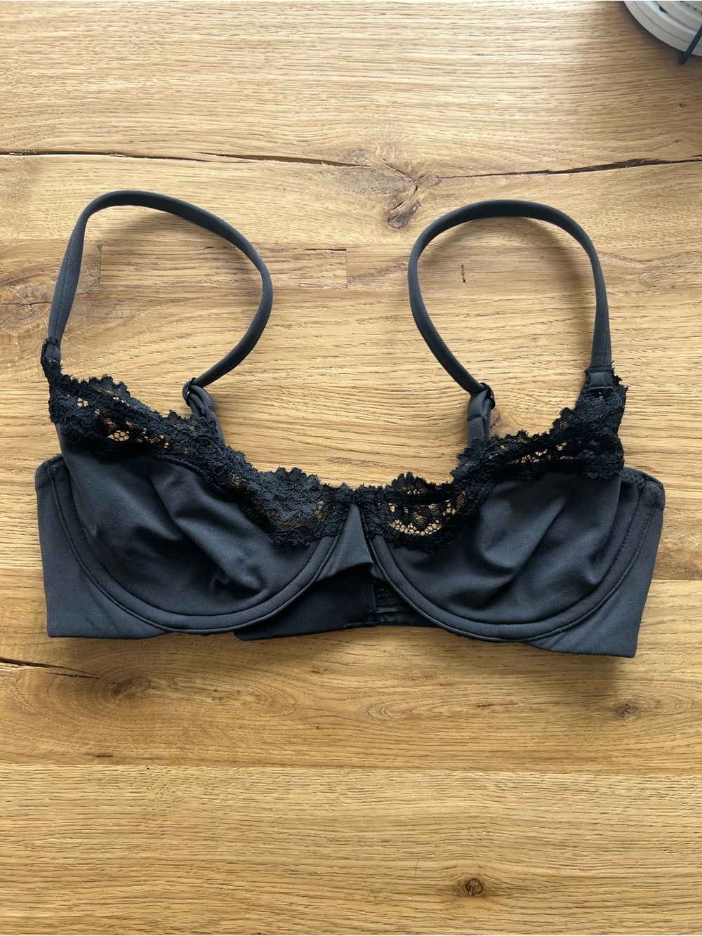 Skims Black Lace Trim Bra 32C
